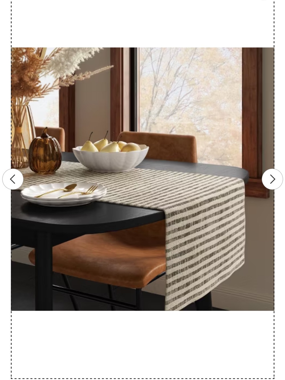 NEW Striped 100% Cotton Table Runner from Threshold. Tan/Black. 108”x14”